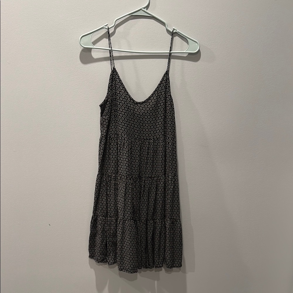 Black Patterned Spaghetti Strap Dress